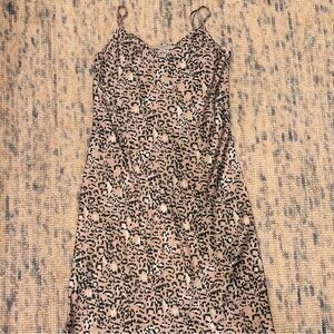 All Saints Black and Cream Animal Print Midi Slip Dress